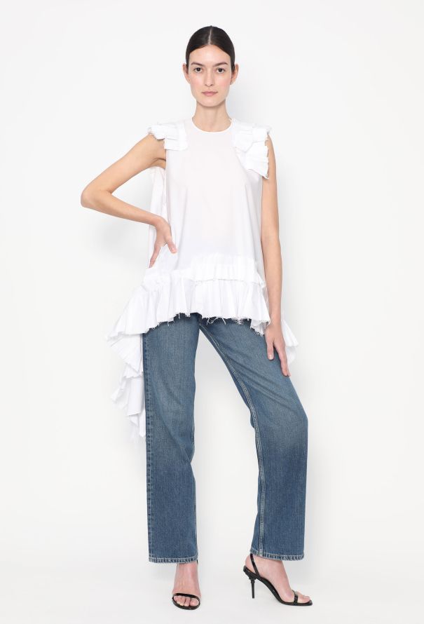Alexander McQueen Asymmetrical Ruffled Cotton Tunic - 1