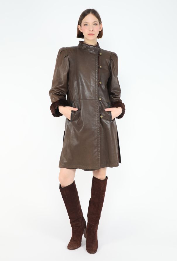 Saint Laurent Vintage Shearling-lined Leather Coat - 1
