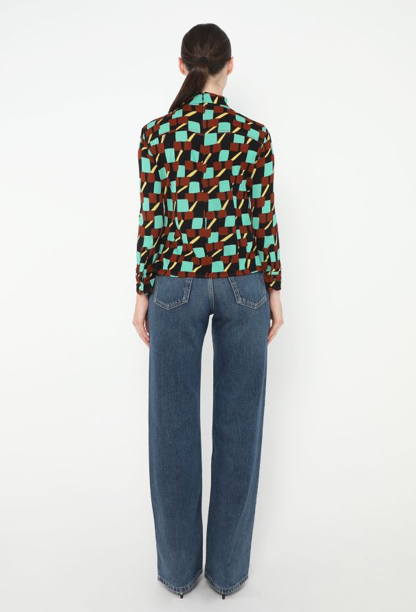 Prada S/S 2017 Graphic Crêpe Blouse - 4