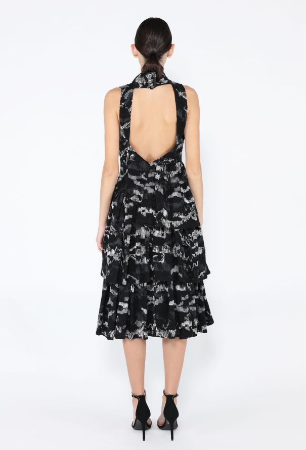 Chanel F/W 2019 Open-Back Ruffled Tweed Dress - 5