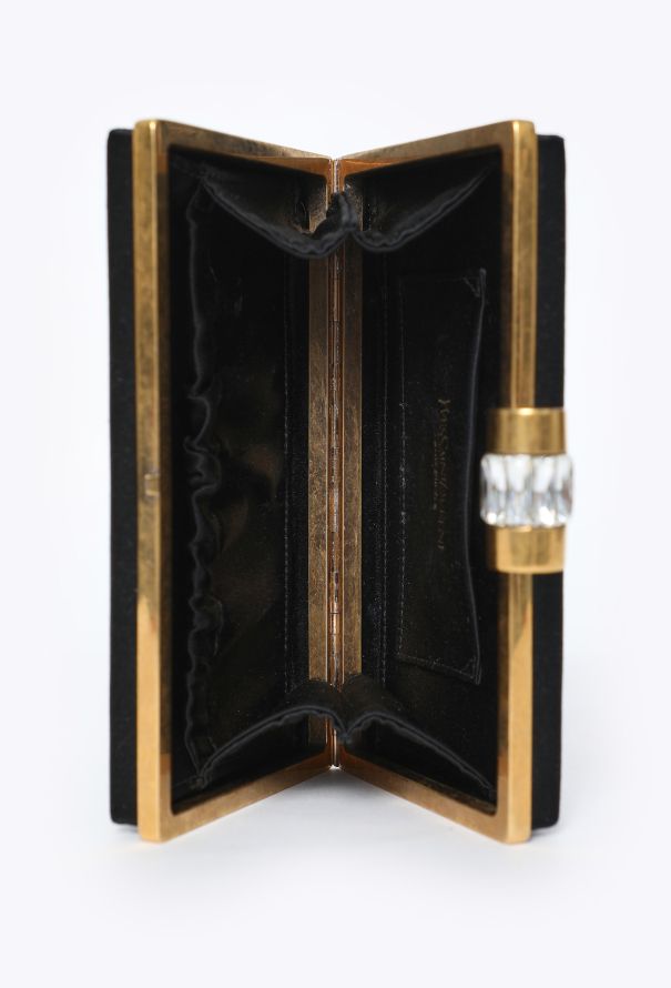 Saint Laurent Satin Crystal Minaudière Clutch - 11