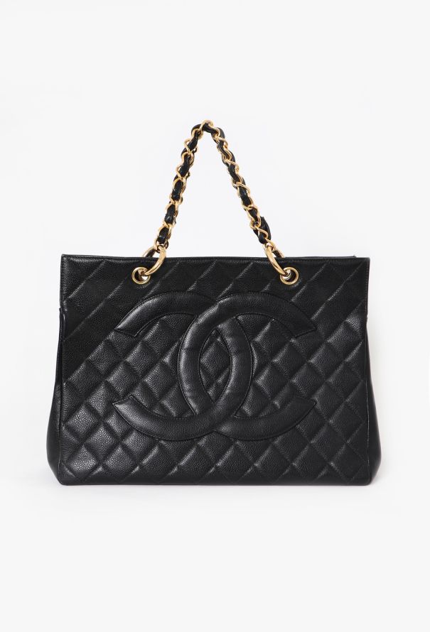 Chanel Black Caviar Grand Shopping Tote Bag - 1