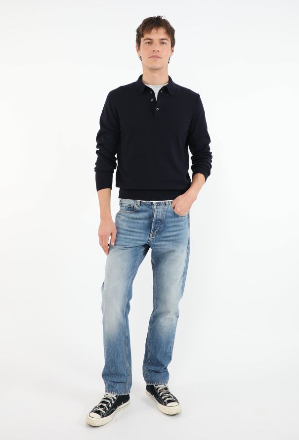 Loro Piana Navy Vicuña Knit Polo - 2