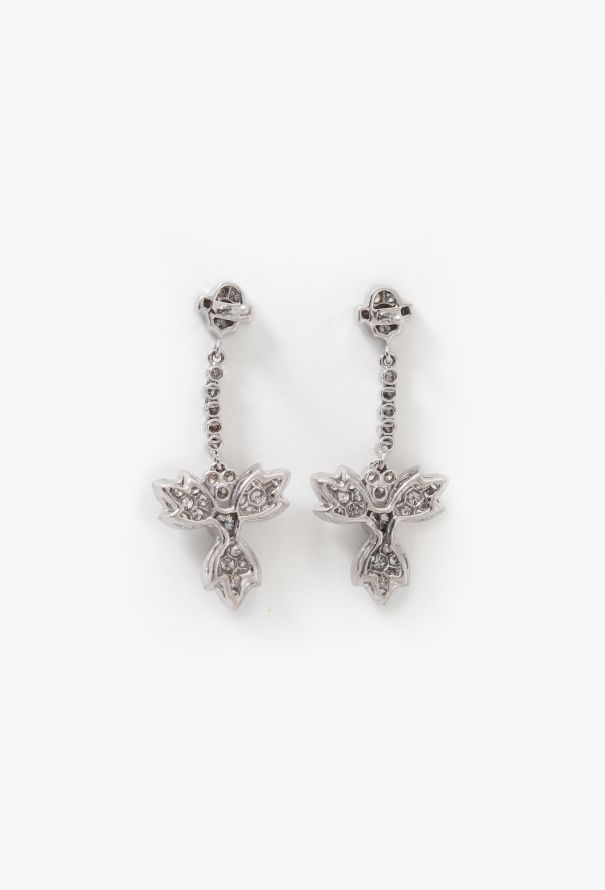 Vintage Fine Jewelry 18k White Gold & 2 Carats Diamond Clover Earrings - 4 Vintage Fine Jewelry 18k White Gold & 2 Carats Diamond Clover Earrings - 4