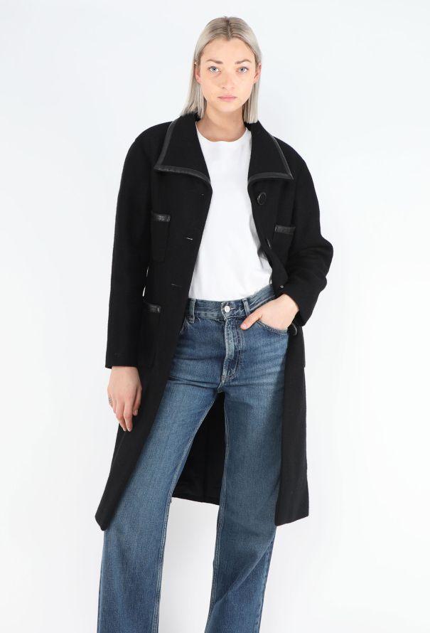 Chanel 2014 Cashmere Leather Trim Coat - 5