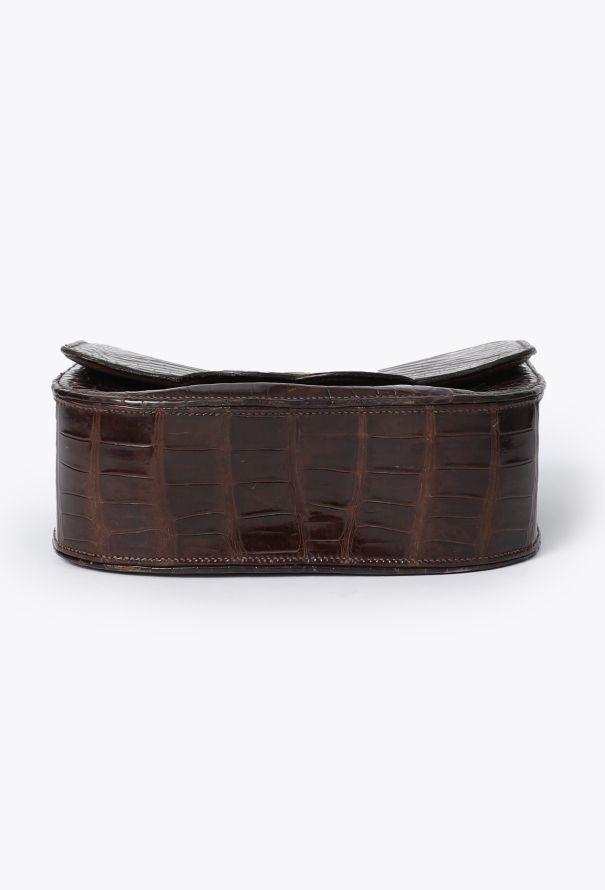 Hermès 1960s Brown Porosus Top-Handle Bag - 6