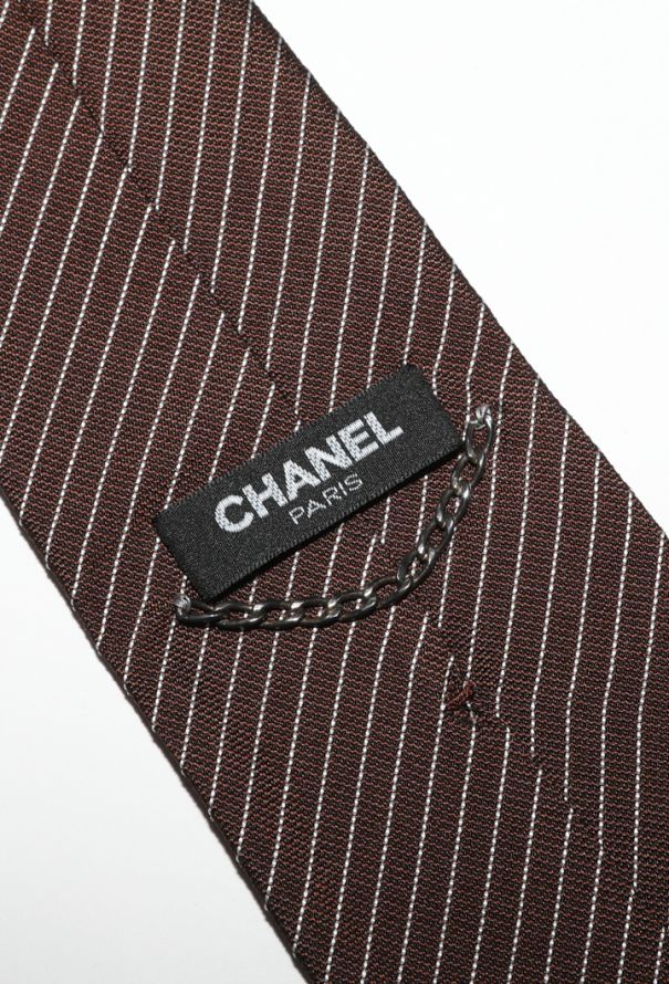 Chanel Pinstripe Silk Tie, Early 2000s - 5