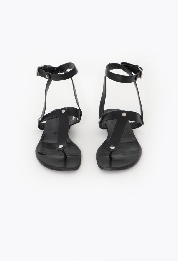 Hermès Leather Ankle Wrap Sandals - 3