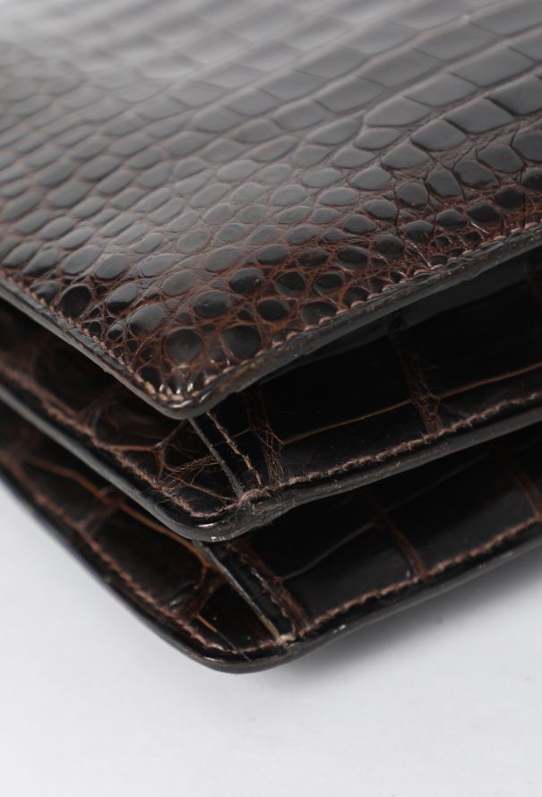 Hermès Rare 1960s Marron Porosus Vasco Bag - 9