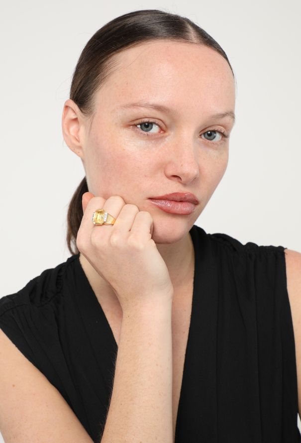 Vintage Fine Jewelry 18k Gold, Diamond & Citrine Ring - 4 Vintage Fine Jewelry 18k Gold, Diamond & Citrine Ring - 4