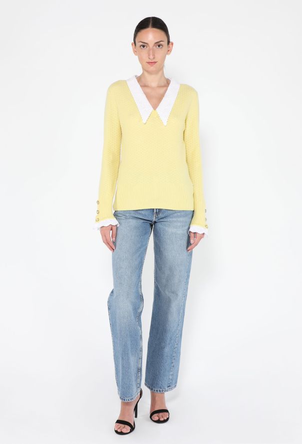 Chanel Lace Trim Cashmere Sweater, Pre-Fall 2024 - 4
