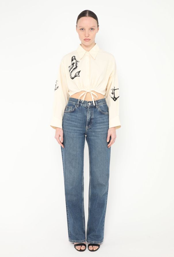 Prada S/S 2022 Cropped Mermaid Shirt - 3