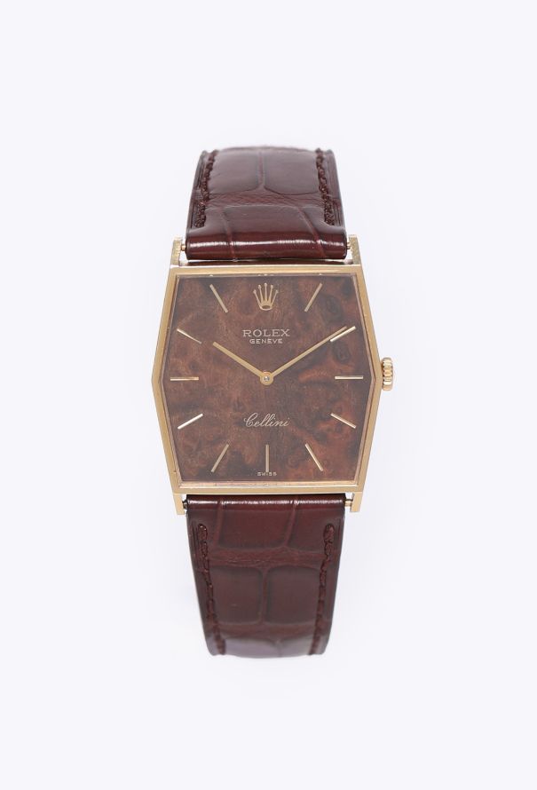 Rolex RARE Vintage 18K Yellow Gold & Mahogany Cellini Watch - 1