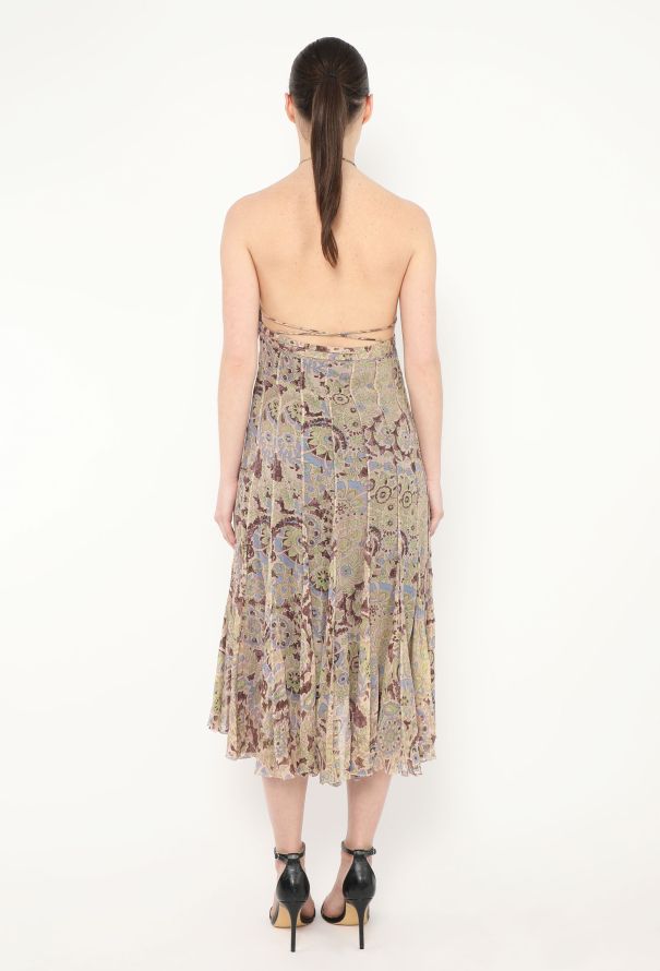 Chloé F/W 2004 Pleated Paisley Chiffon Dress - 5
