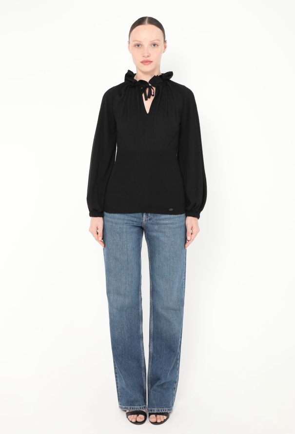 Chanel 2006 Ruffled Trim Cashmere Sweater - 3 Chanel 2006 Ruffled Trim Cashmere Sweater - 3