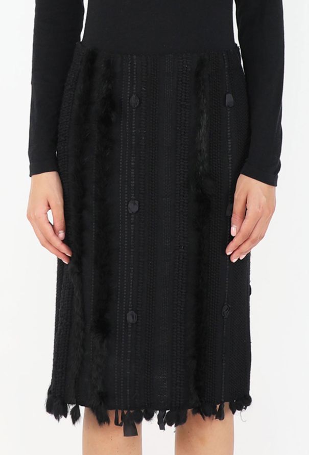 Gucci F/W 2002 Textured Fringed Skirt - 3