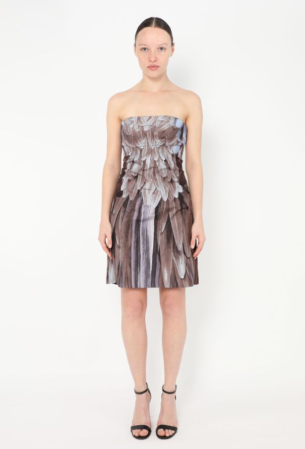 Prada S/S 2005 Feather Print Silk Dress - 4