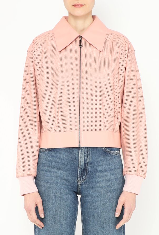 Fendi 2019 Perforated Leather Bomber Jacket - 1