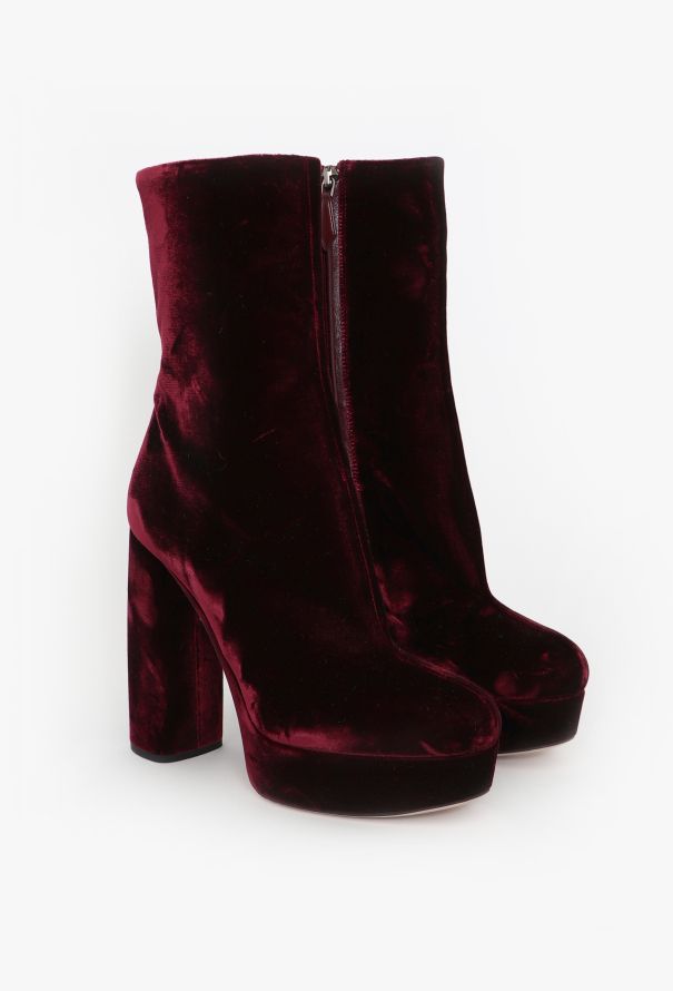 Miu Miu Pre-Fall 2016 Platform Velvet Boots - 1