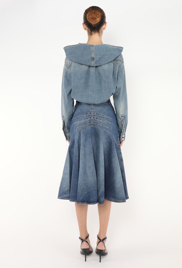 Alaïa S/S 2022 Denim Hooded Bodysuit - 5