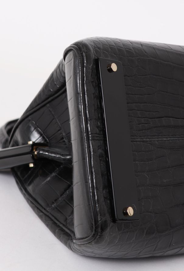 Perrin Black Crocodile Bag - 7