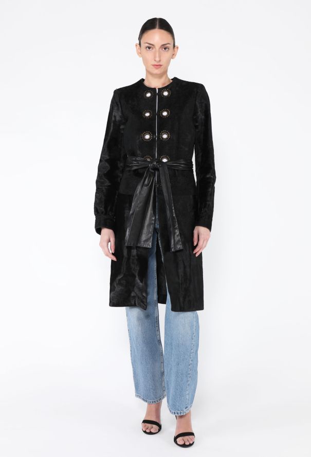 Saint Laurent Early 2000s Tom Ford Pony Hair Belted Coat - 2