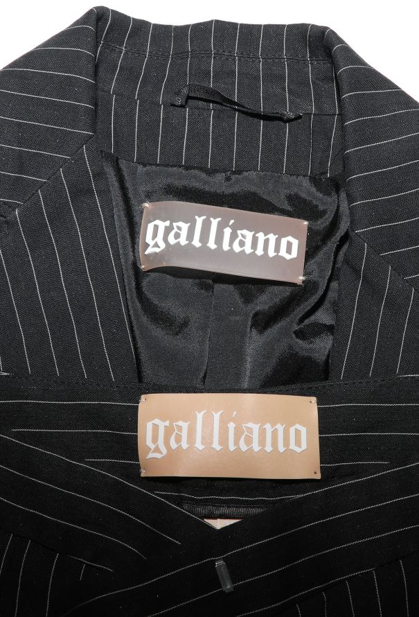 John Galliano Floral Beaded Pinstripe Suit - 8