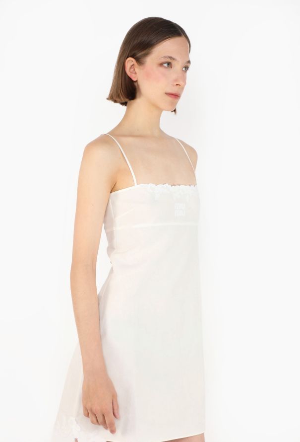Miu Miu 2025 Embroidered Cotton Slip Dress - 5
