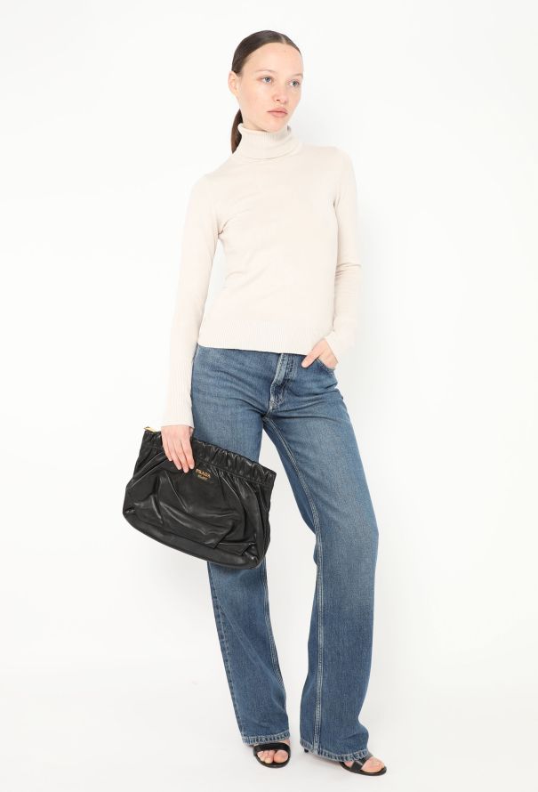 Prada Large Pleated Nappa Clutch - 2 Prada Large Pleated Nappa Clutch - 2