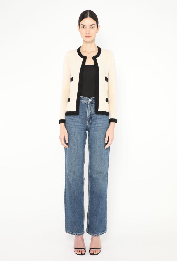 Chanel Woven Trim Cashmere Cardigan - 2 Chanel Woven Trim Cashmere Cardigan - 2