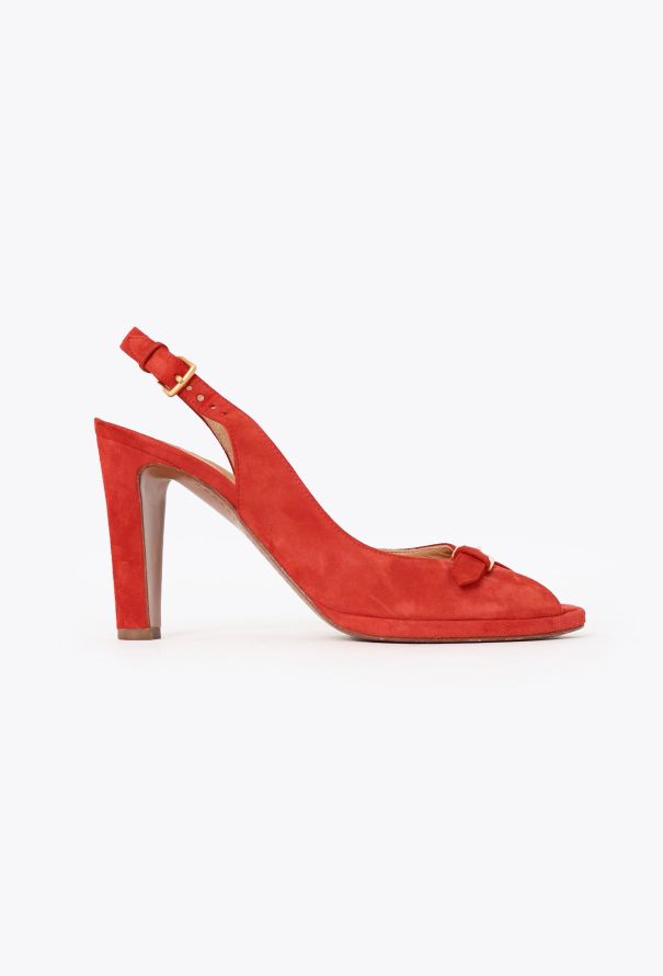 Hermès Suede Buckle Slingbacks - 1