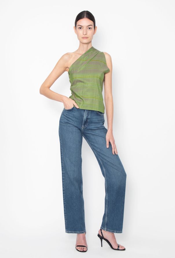 Exquisite Vintage Callaghan 1987 One-Shoulder Silk Top - 1
