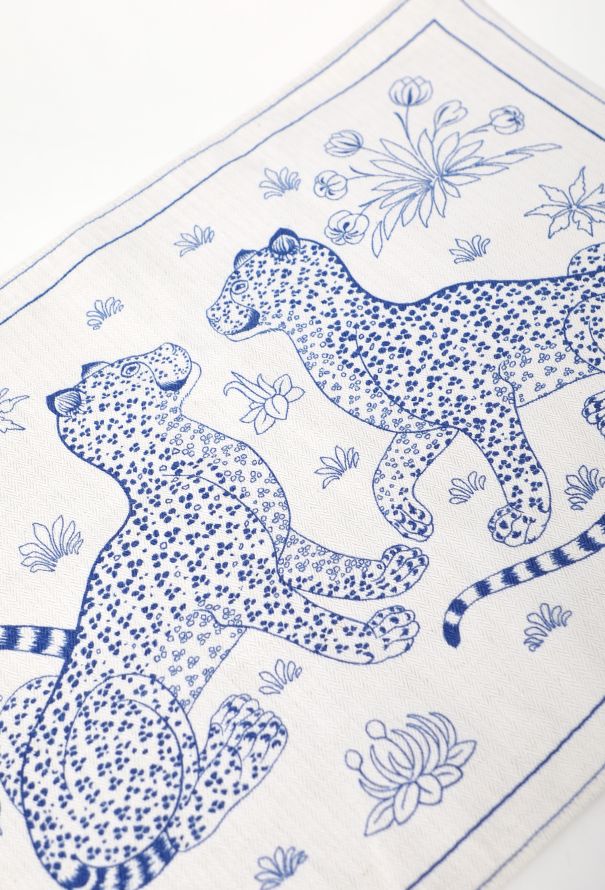 Hermès '80s 'Les Leopards' 6-piece Linen Placemat Set - 3