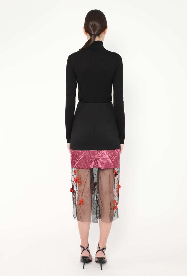 Prada F/W 2022 Embellished Net Charmeuse Skirt - 6