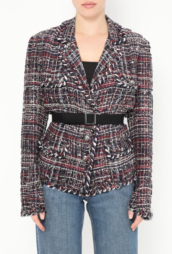 Chanel F/W 2008 Frayed Tweed Belted Jacket - 1