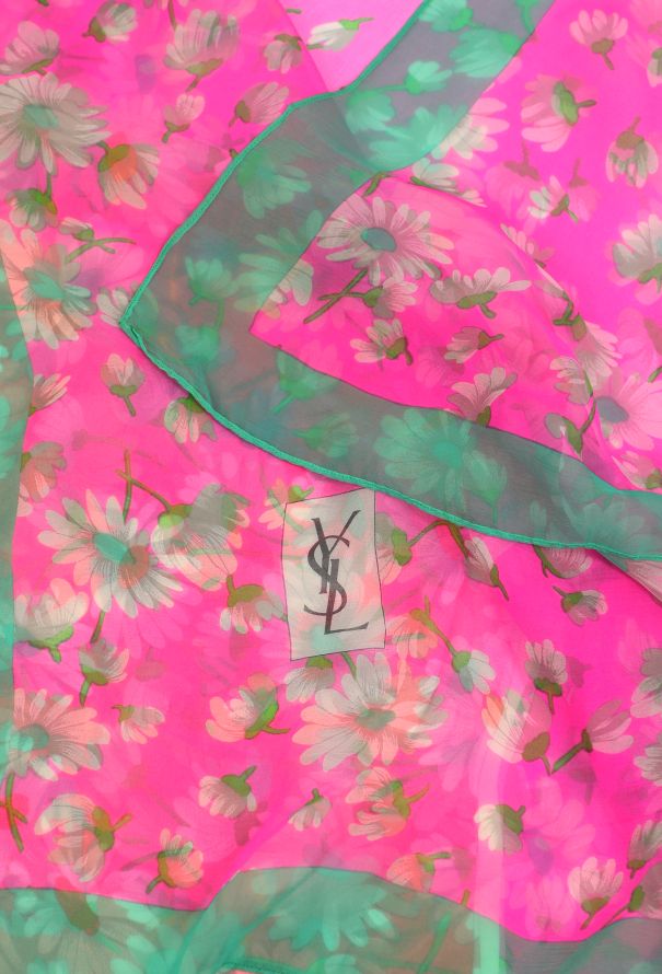 Saint Laurent Vintage Daisy Motif Silk Scarf - 4