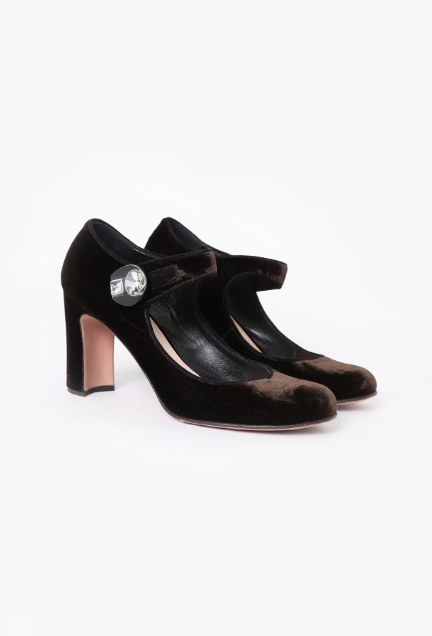 Prada Velvet Mary Jane Pumps - 2 Prada Velvet Mary Jane Pumps - 2