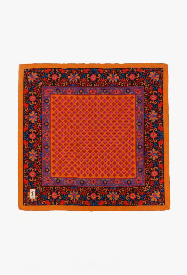 Saint Laurent Vintage Floral Silk Jacquard Scarf - 1