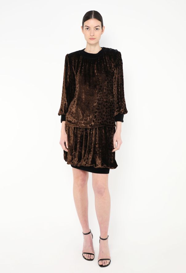 Saint Laurent F/W 1986 Embossed Velvet Ensemble - 6