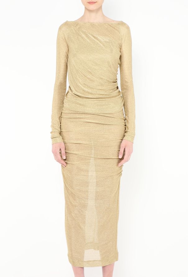 Dolce & Gabbana F/W 2023 Metallic Ruched Mesh Dress - 5