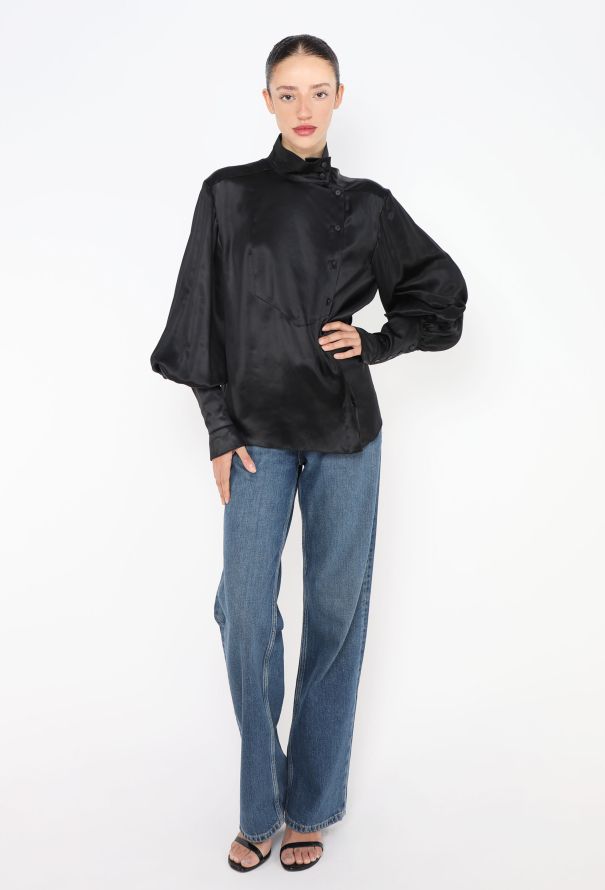 Chanel Charmeuse Bishop-Sleeve Blouse - 4