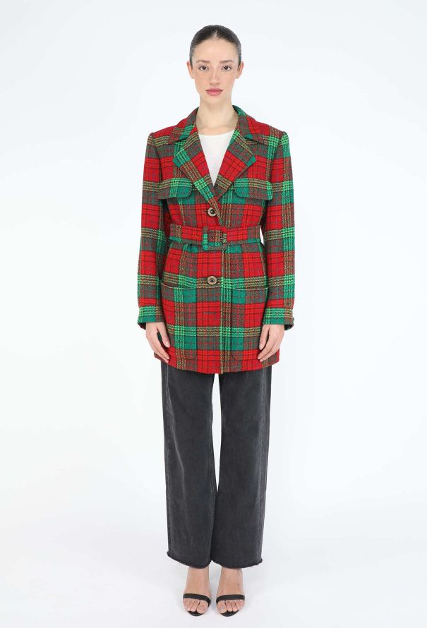 Saint Laurent F/W 1996 Tartan Belted Blazer - 4