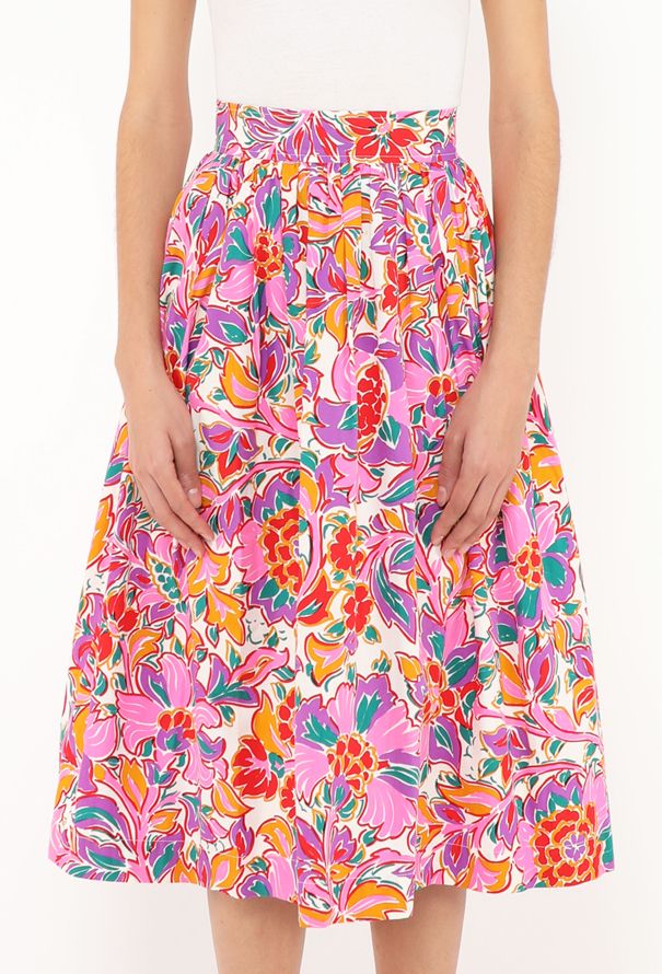 Saint Laurent Vintage Floral Cotton Skirt - 2