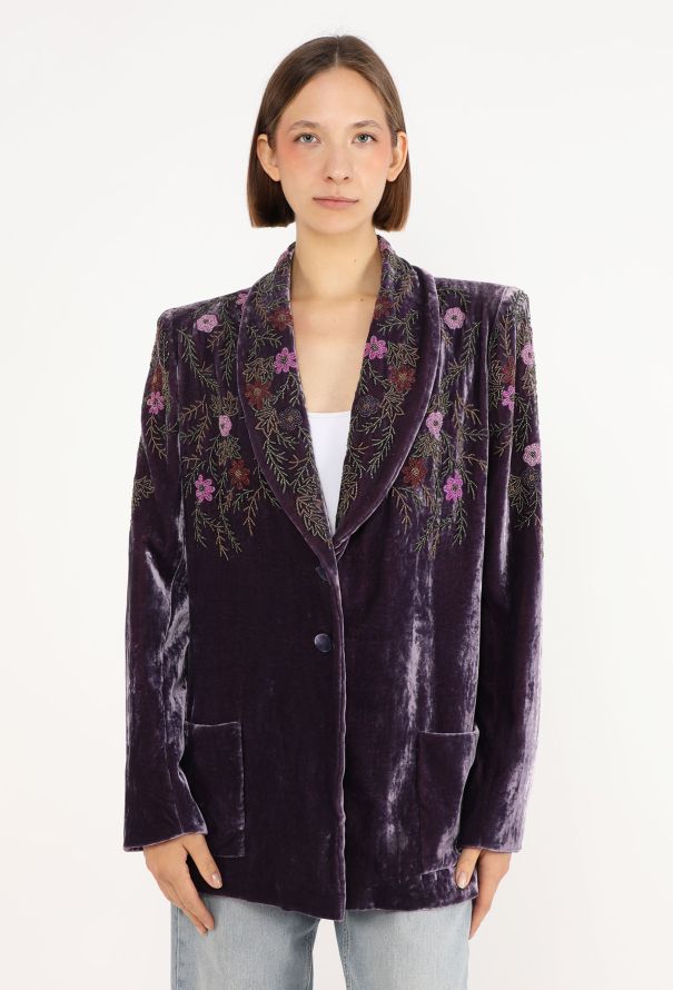 Emanuel Ungaro Beaded Velvet Blazer, Early 2000s - 2