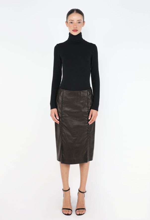 Leather Stitch Trim Skirt, Early 2000s - Saint Laurent | ReSee