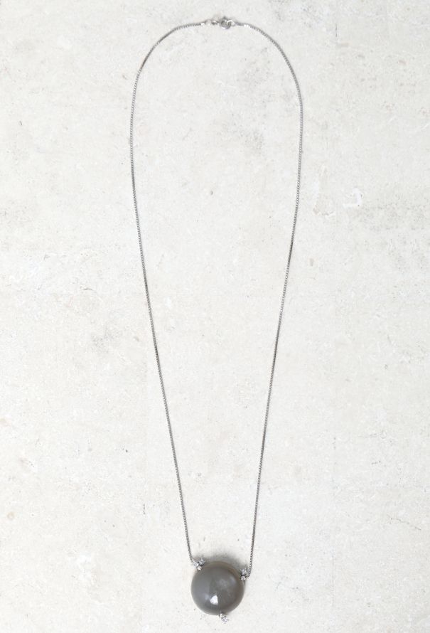 Vintage & Antique 18k White Gold, Moonstone & Diamond Necklace - 3