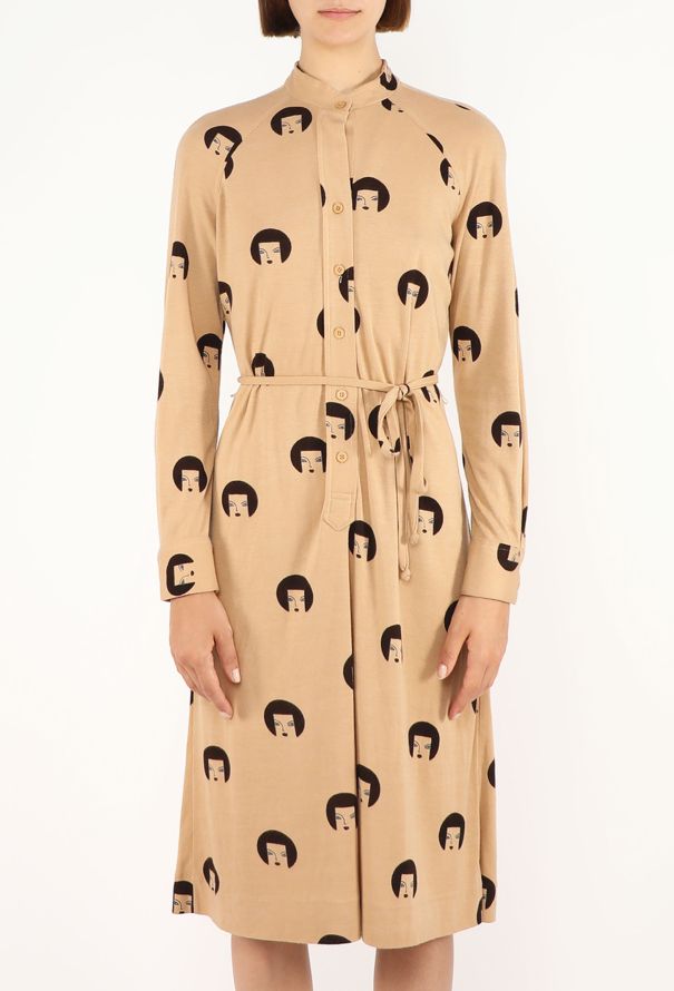 Lanvin Printed Jersey Belted Dress, 1970s - 3