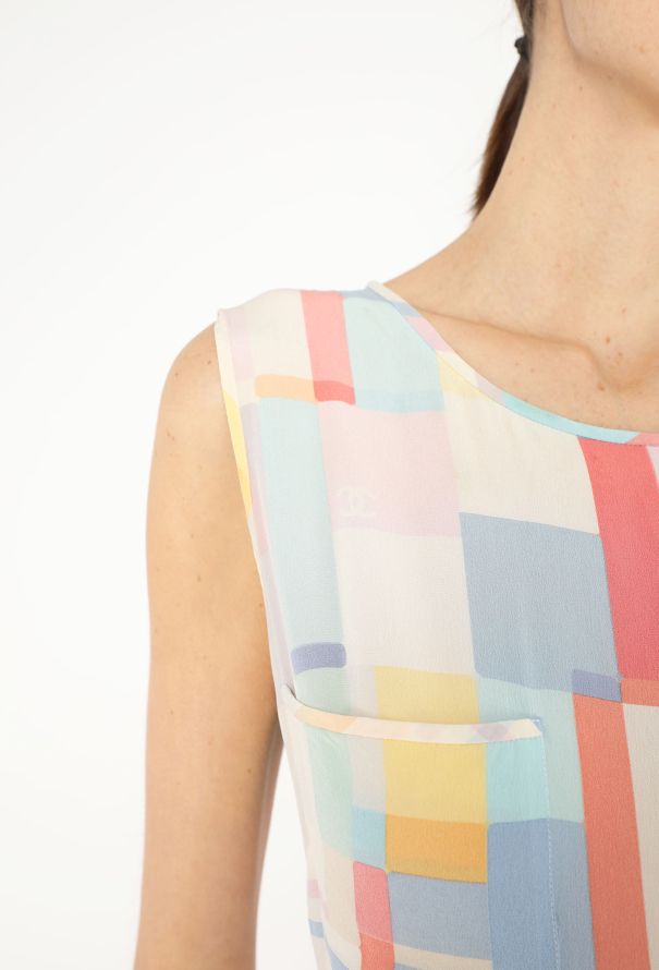 Chanel Rare 1999 Colorblock Chiffon Dress - 5 Chanel Rare 1999 Colorblock Chiffon Dress - 5