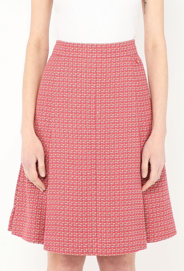 Chanel 2017 Pleated Lamé Tweed Skirt - 1