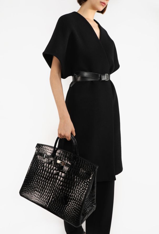 Hermès Shiny Black Porosus Birkin 40 - 4